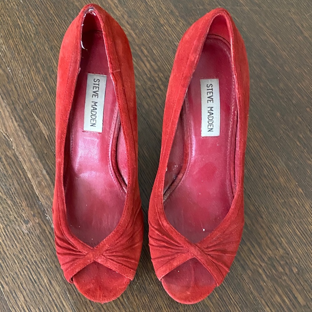 Red platform heels